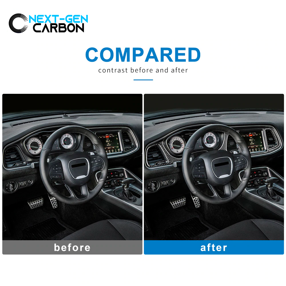 2015 - 24 Challenger Real Carbon Fiber Dashboard Insert Overlay