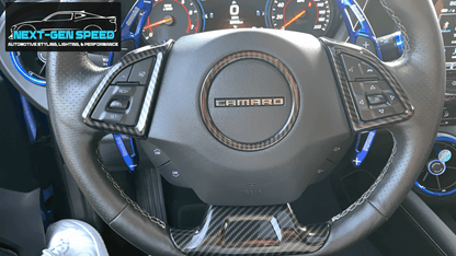 2016 - 24 Camaro Steering Wheel Trim Cover Kit  | Colored / Carbon Fiber image 1