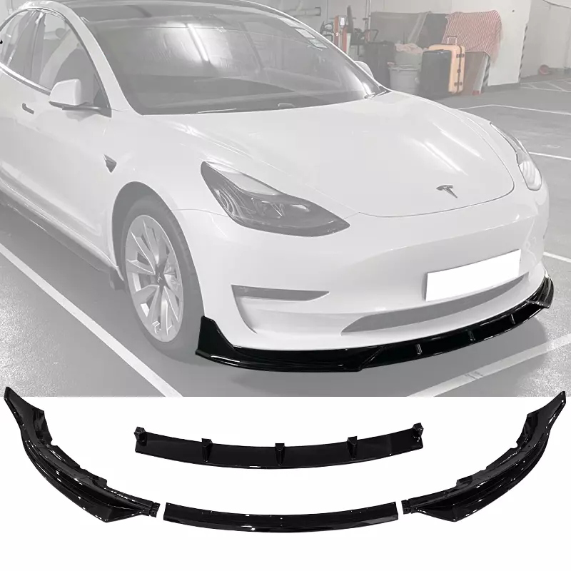2017 - 23 Model 3 Gloss Black Front Bumper Lip Splitter 4PC