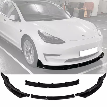 2017 - 23 Model 3 Gloss Black Front Bumper Lip Splitter 4PC