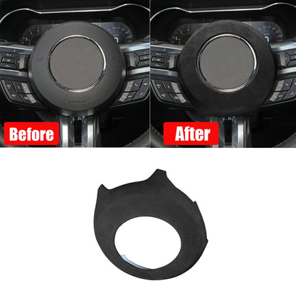 2015 - 2024 Ford Mustang Suede Steering Wheel Air Bag Frame Cover