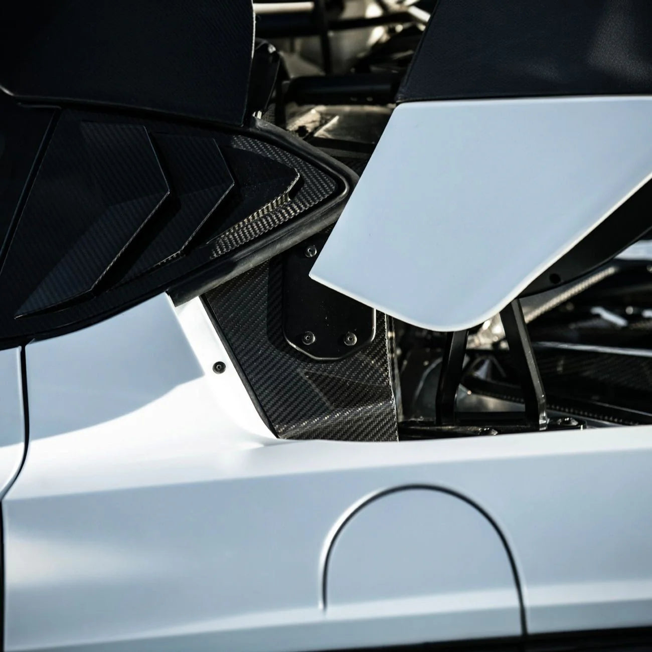 Corvette C8 Dry Carbon Fiber Rear Hatch Hinge Pillar Trim Cover Overlays image 6