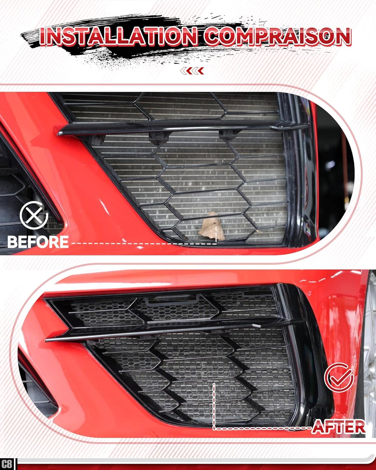 C8 Corvette Stingray Front Grill Covers Radiator Guards w/Bolts |