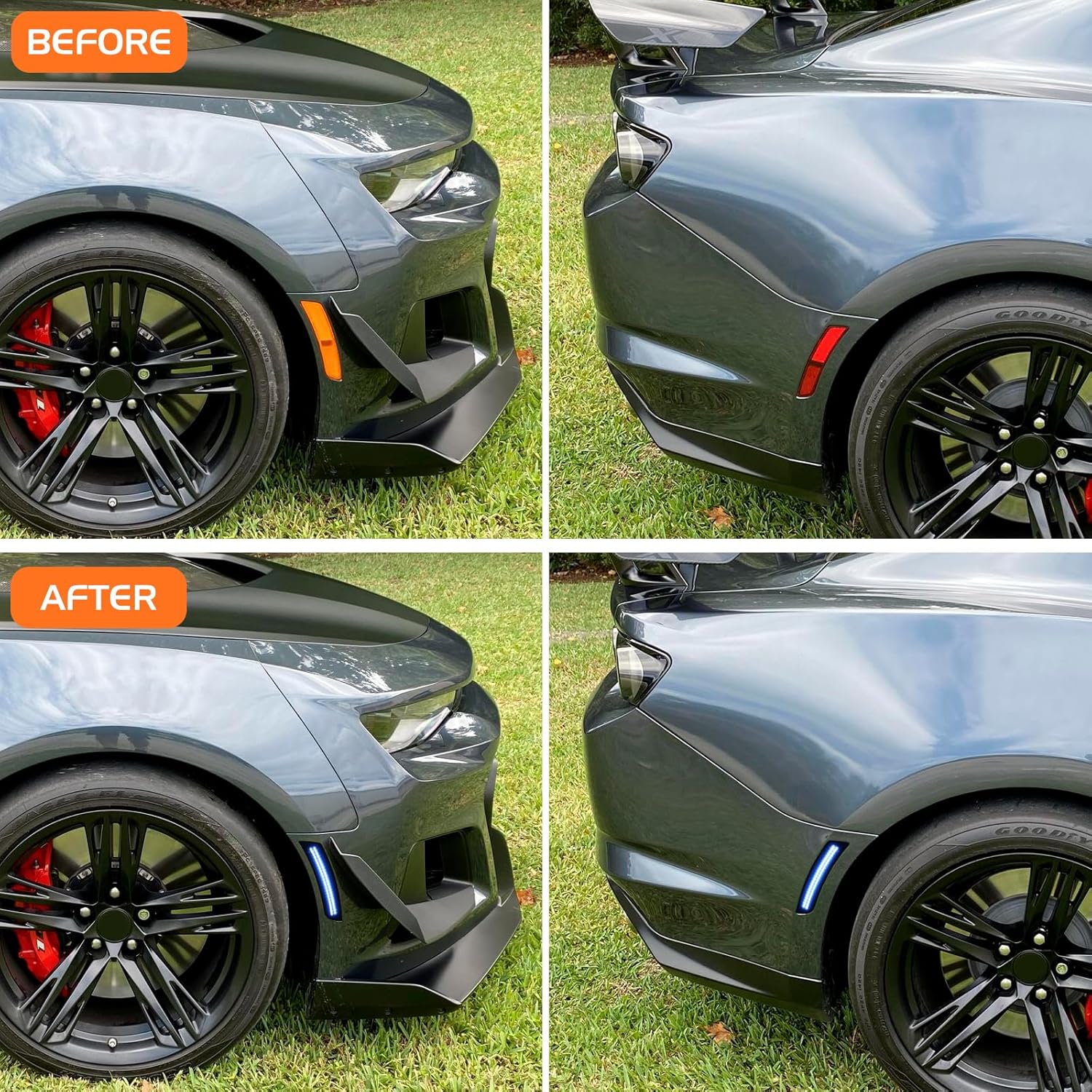 2016 - 24 Camaro Smoked Dual Blue LED Side Markers