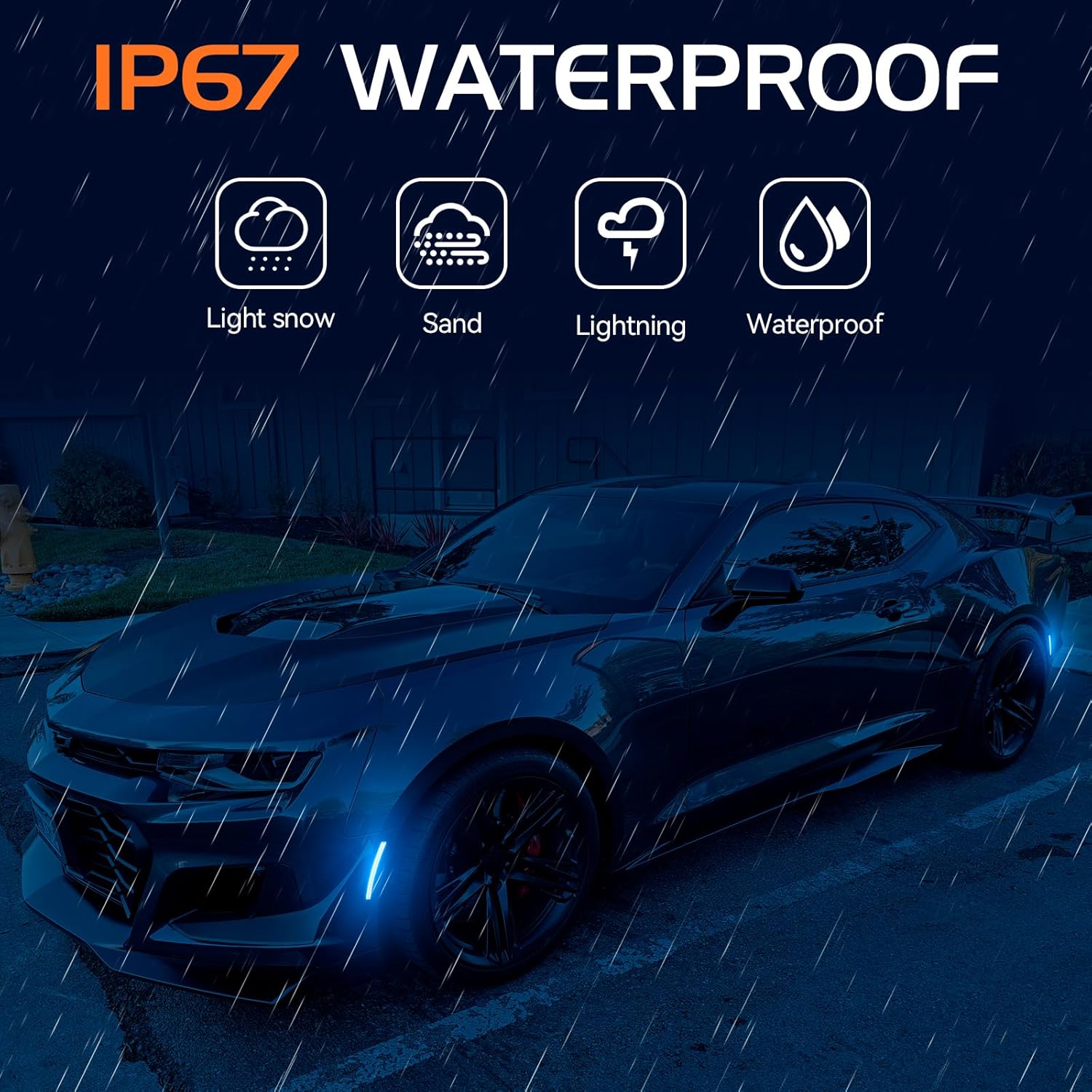 2016 - 24 Camaro Smoked Dual Blue LED Side Markers