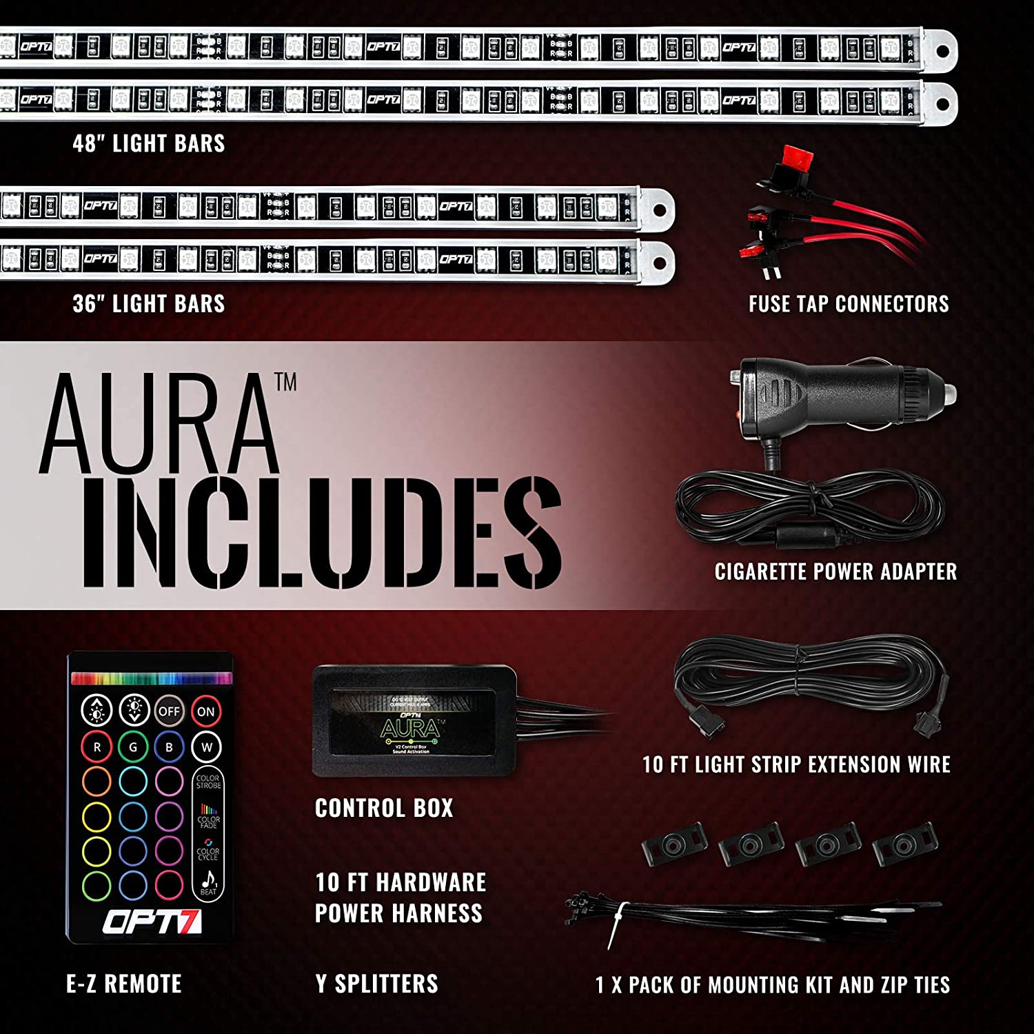 OPT 7 RGB LED Underglow Lighting Kit w/ Remote &amp; Sound sync