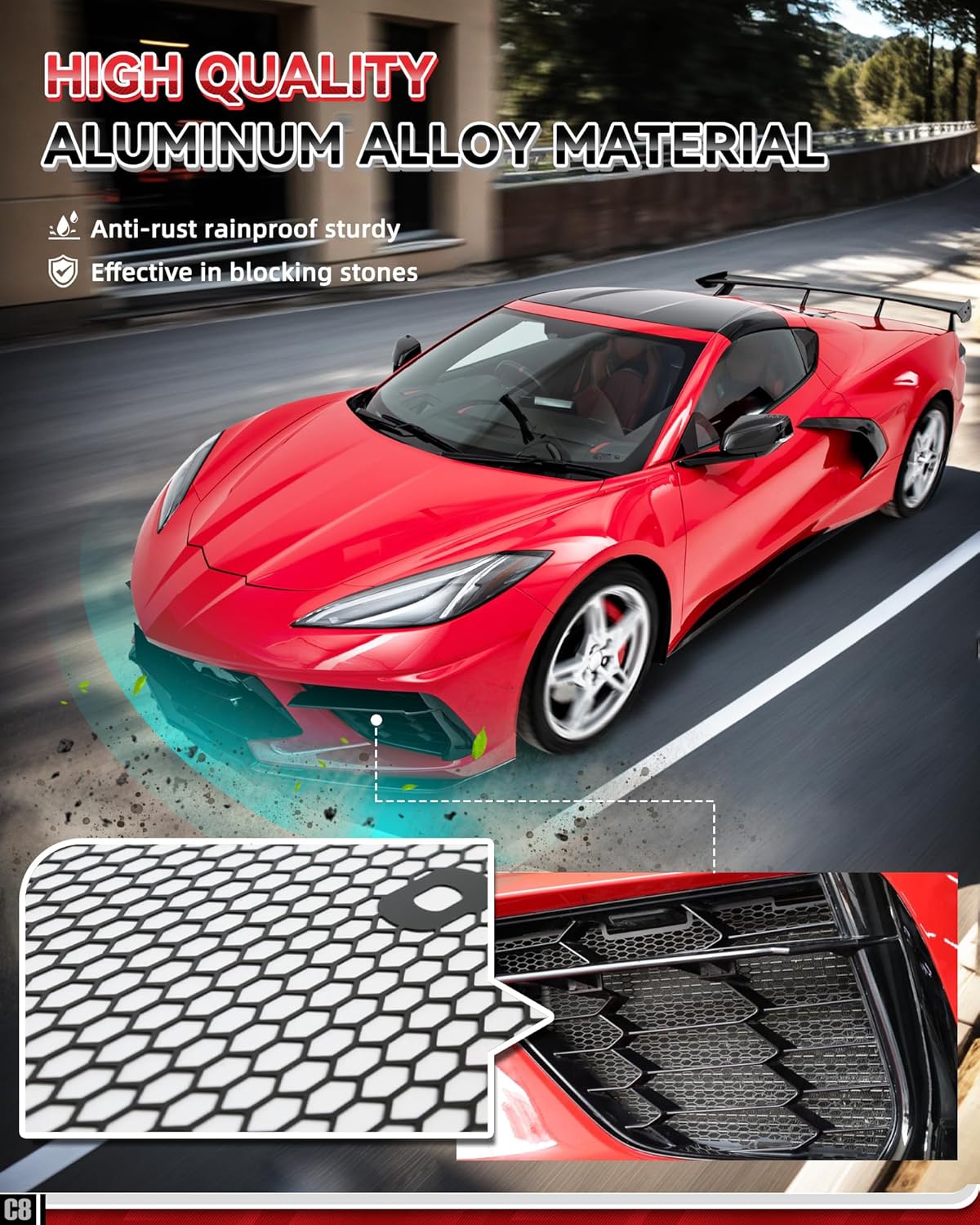 C8 Corvette Stingray Front Grill Covers Radiator Guards w/Bolts |