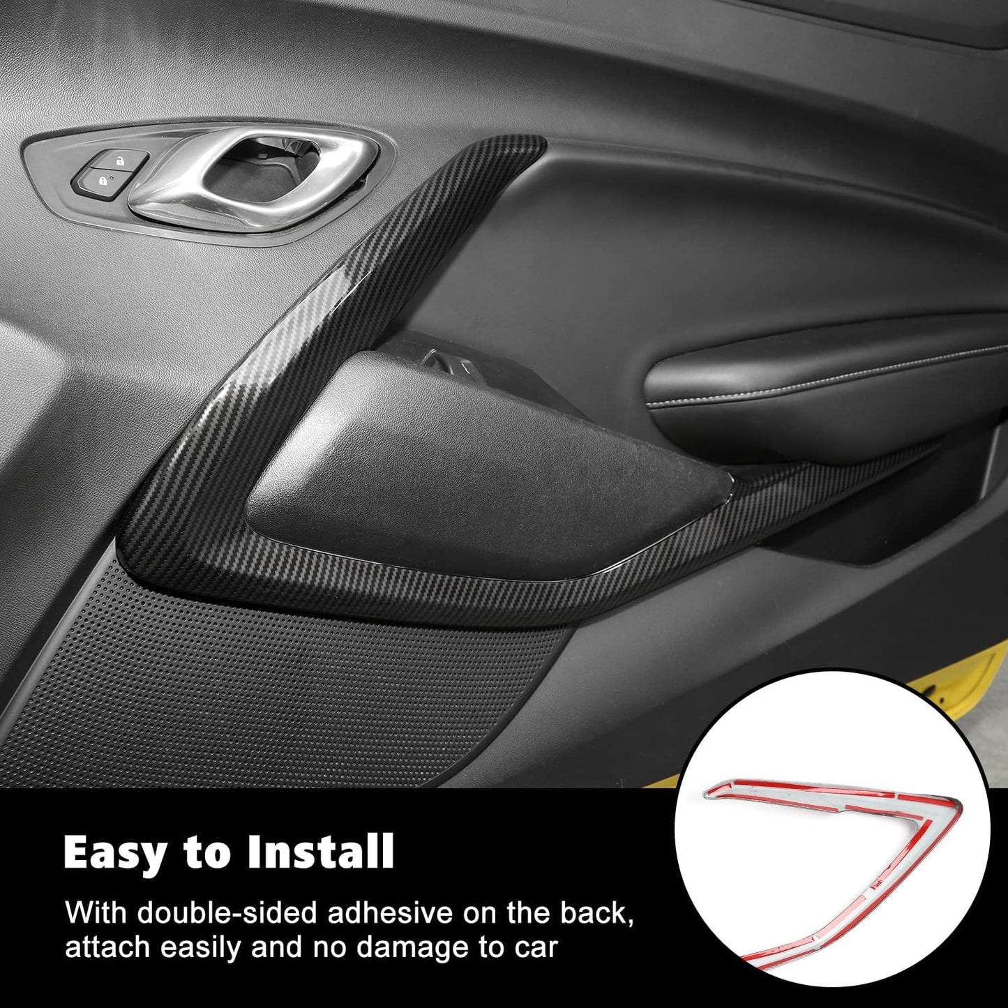 2016-24 Camaro Carbon Fiber Interior ABS Door Surround Trim Bezel Cover