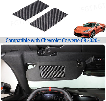 C8 Corvette Soft Carbon Fiber Sun Visor Warning Label Covers | Black, Red, Blue, Yellow Carbon Fiber