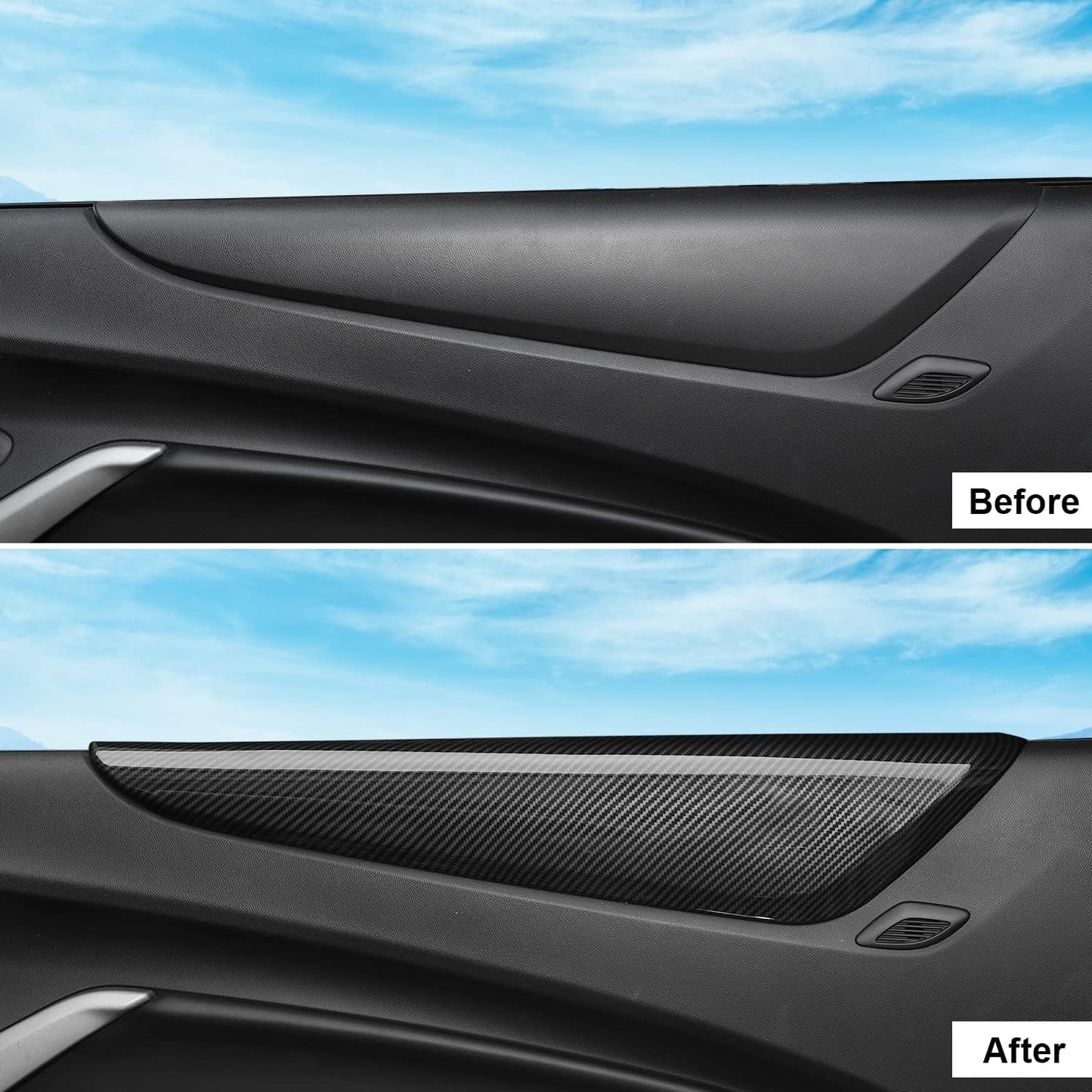 2016-24 Camaro Carbon Fiber Interior ABS Door Panel Armrest Trim Cover