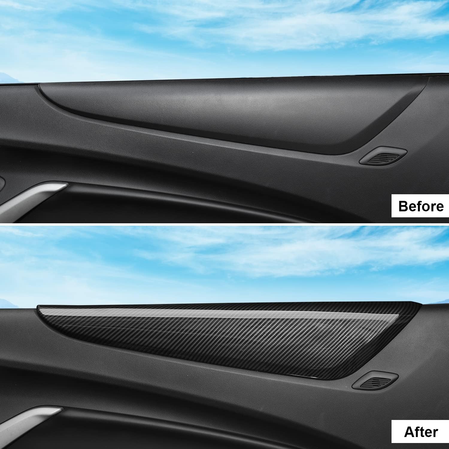 2016-24 Camaro Carbon Fiber Interior ABS Door Panel Armrest Trim Cover