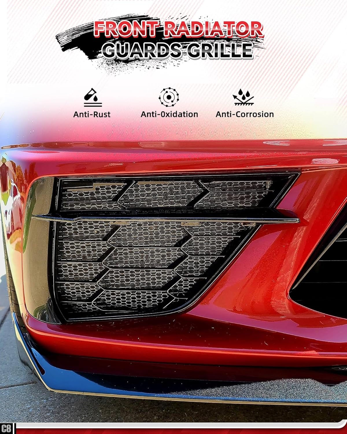 C8 Corvette Stingray Front Grill Covers Radiator Guards w/Bolts |