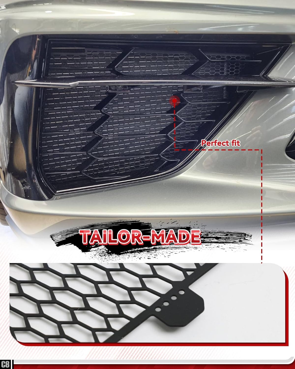 C8 Corvette Stingray Front Grill Covers Radiator Guards w/Bolts |