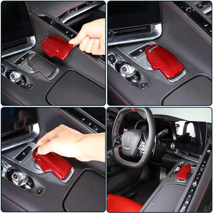 C8 Corvette Carbon Fiber Mode Selector Cover (With/Without Logo) | Black / Red / Blue Carbon