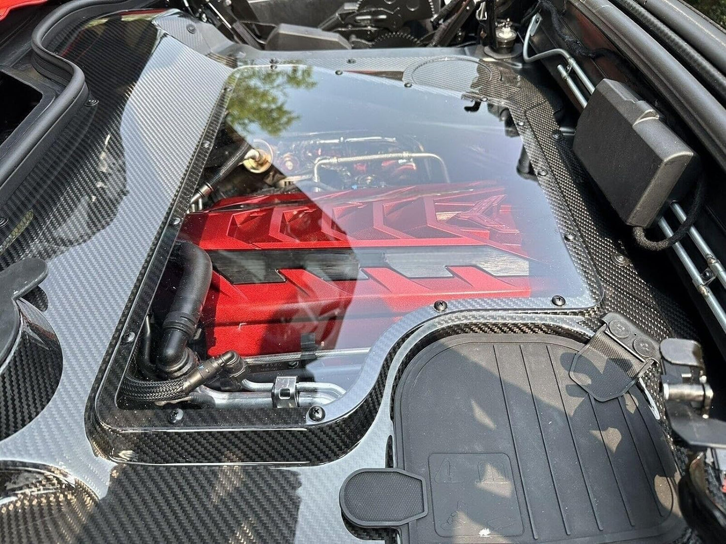 C8 Corvette HTC Convertible Clear Carbon Fiber Engine Bay Panel Cover