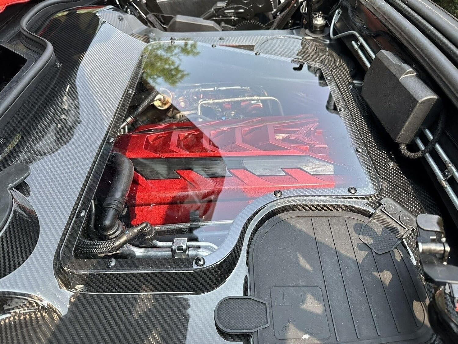 C8 Corvette HTC Convertible Clear Carbon Fiber Engine Bay Panel Cover