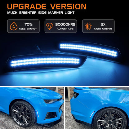 2016 - 24 Camaro Smoked Dual Blue LED Side Markers
