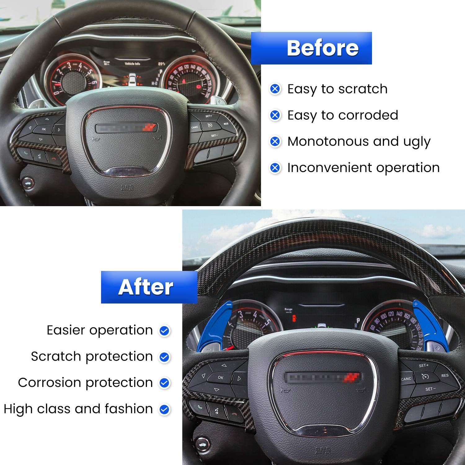 Paddle Shifter Extensions (Red/Blue)  | 2015 - 2024 Dodge Charger