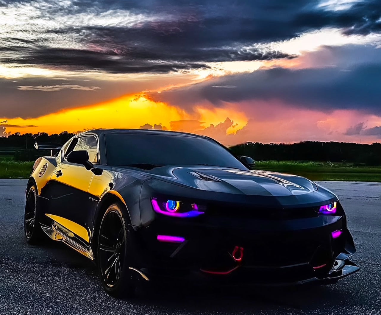 2016 - 18 Camaro Prebuilt Color Changing Headlights | Flowseries/RGB | Halo Ring | Demon Eye image 4
