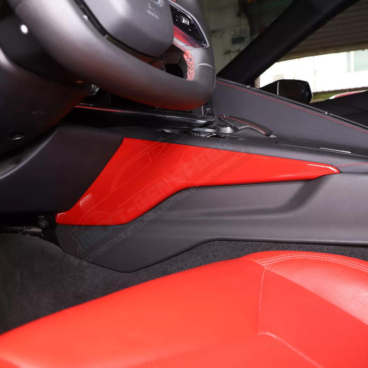 C8 Corvette Red Interior ABS Center Console Side Panel Covers