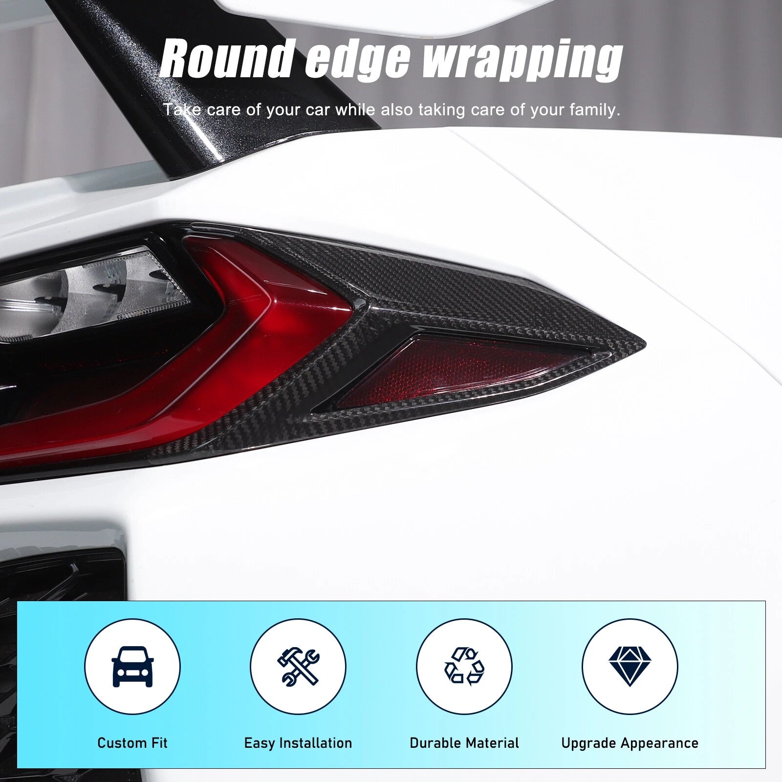 C8 Corvette Carbon Fiber Tail Light Side Bezel Cover