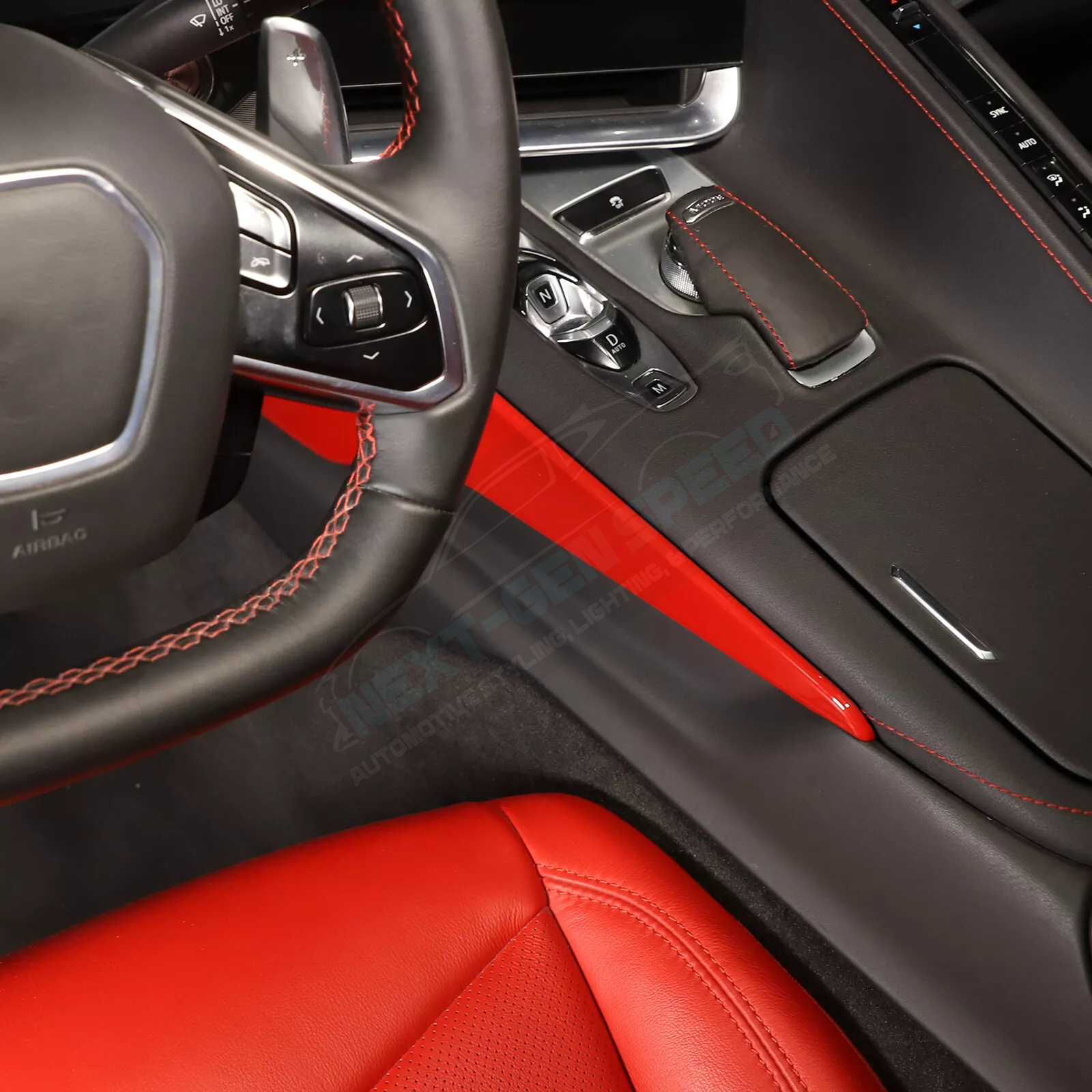 C8 Corvette Red Interior ABS Center Console Side Panel Covers