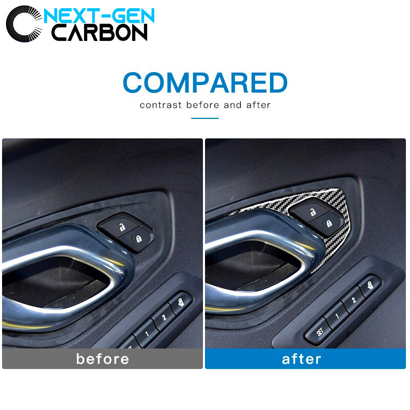 2016 - 24 6th Gen Camaro Carbon Fiber Interior Door Lock Trim Covers | Next-Gen Carbon image 3