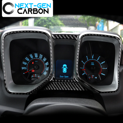 2010 - 15 Camaro Carbon Fiber Speedometer Trim Cover Kit | Black / Red Carbon