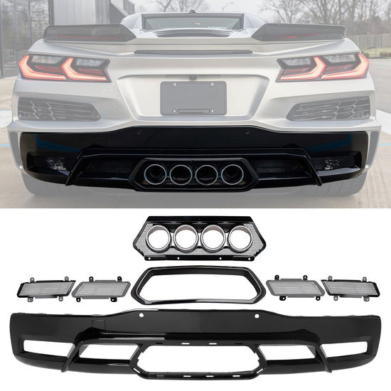 C8 Corvette Center Exit Rear Diffuser + Exhaust Tips + Mesh Grille