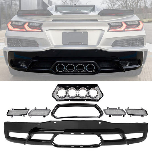 C8 Corvette Center Exit Rear Diffuser + Exhaust Tips + Mesh Grille