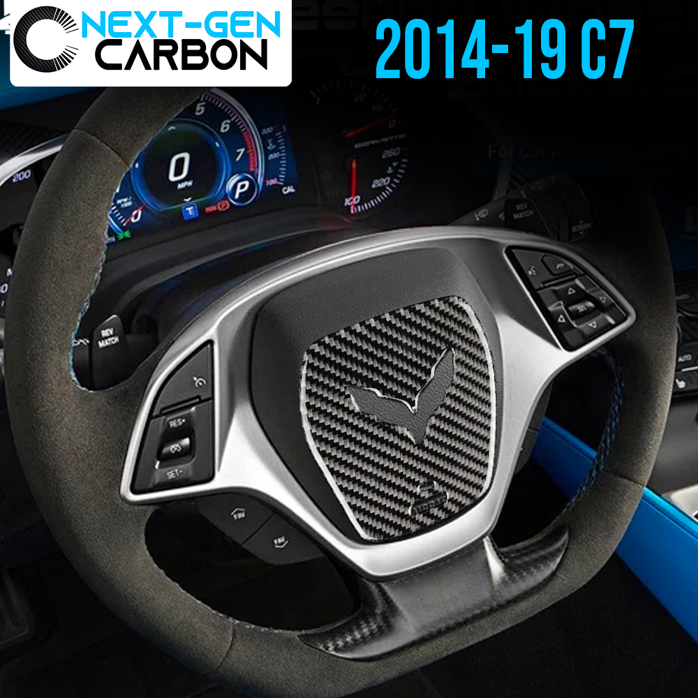 2014 - 19 C7 Corvette Real Carbon Fiber Center Steering Wheel Cover | Next-Gen Carbon