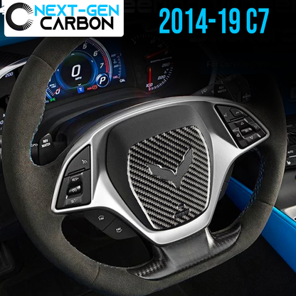 2014 - 19 C7 Corvette Real Carbon Fiber Center Steering Wheel Cover | Next-Gen Carbon