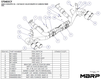 C8 Corvette MBRP Stingray 3" Quad Split Rear Outlet Cat-Back Exhaust - Carbon Tips