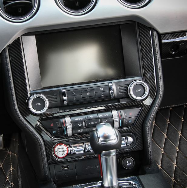 2015 - 24 Mustang Real Soft Carbon Fiber Radio Trim Cover