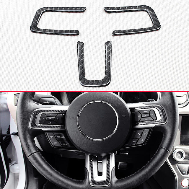 2015 - 23 Mustang Carbon Fiber Steering Wheel Trim Cover Kit