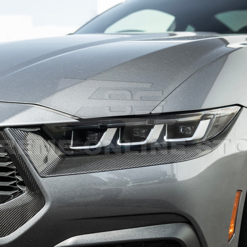 2024+ Mustang EcoBoost Carbon Fiber Headlight Eyebrow Trim Cover