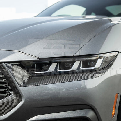 2024+ Mustang EcoBoost Carbon Fiber Headlight Eyebrow Trim Cover