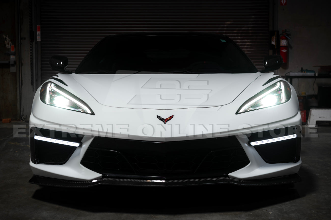 C8 Corvette Stingray Carbon Fiber LED DRL Grille Bezel Inserts