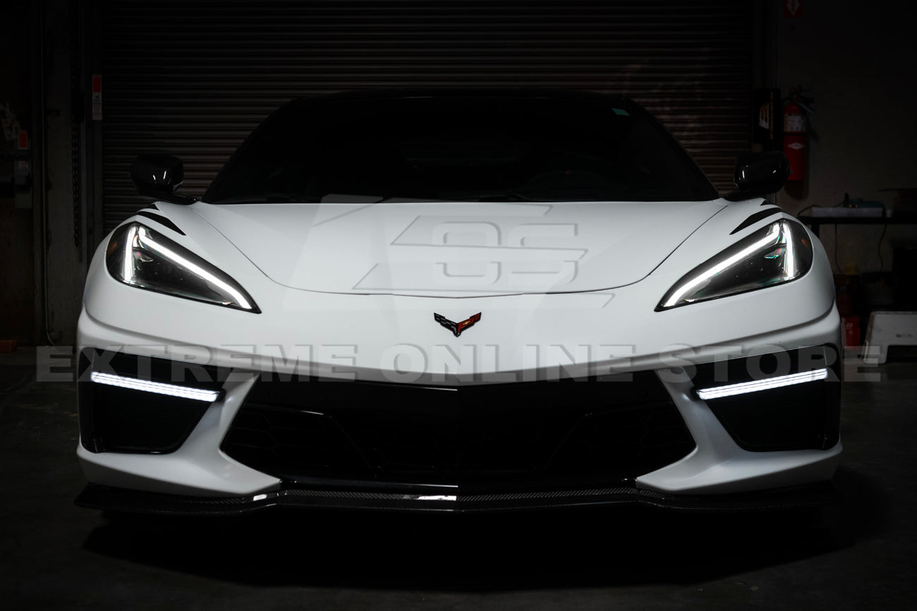 C8 Corvette Stingray Carbon Fiber LED DRL Grille Bezel Inserts