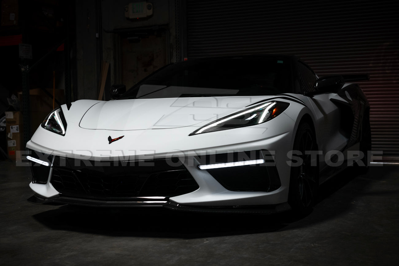 C8 Corvette Stingray Carbon Fiber LED DRL Grille Bezel Inserts