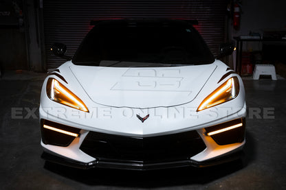 C8 Corvette Stingray Carbon Fiber LED DRL Grille Bezel Inserts