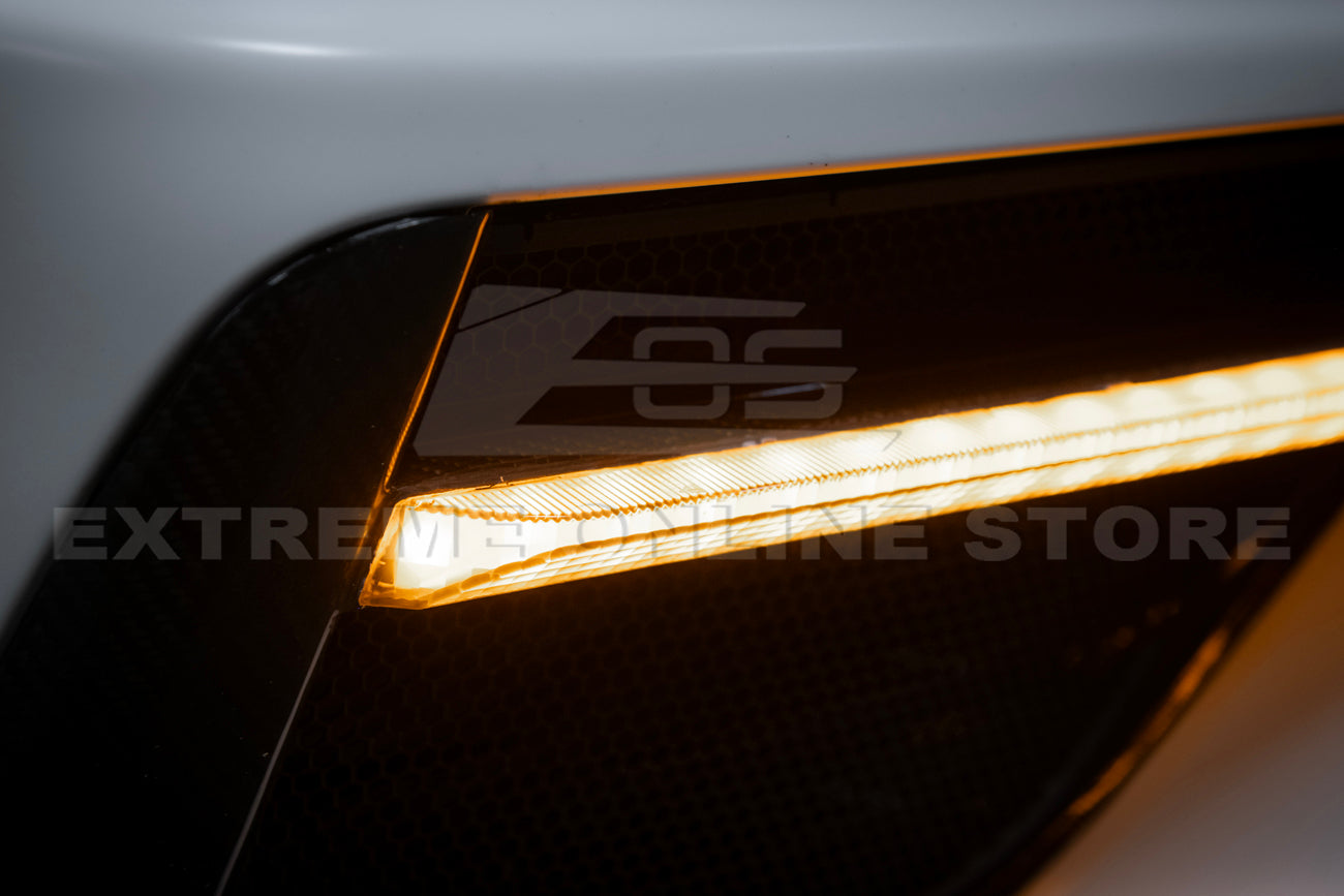 C8 Corvette Stingray Carbon Fiber LED DRL Grille Bezel Inserts