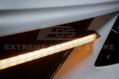 C8 Corvette Stingray Carbon Fiber LED DRL Grille Bezel Inserts