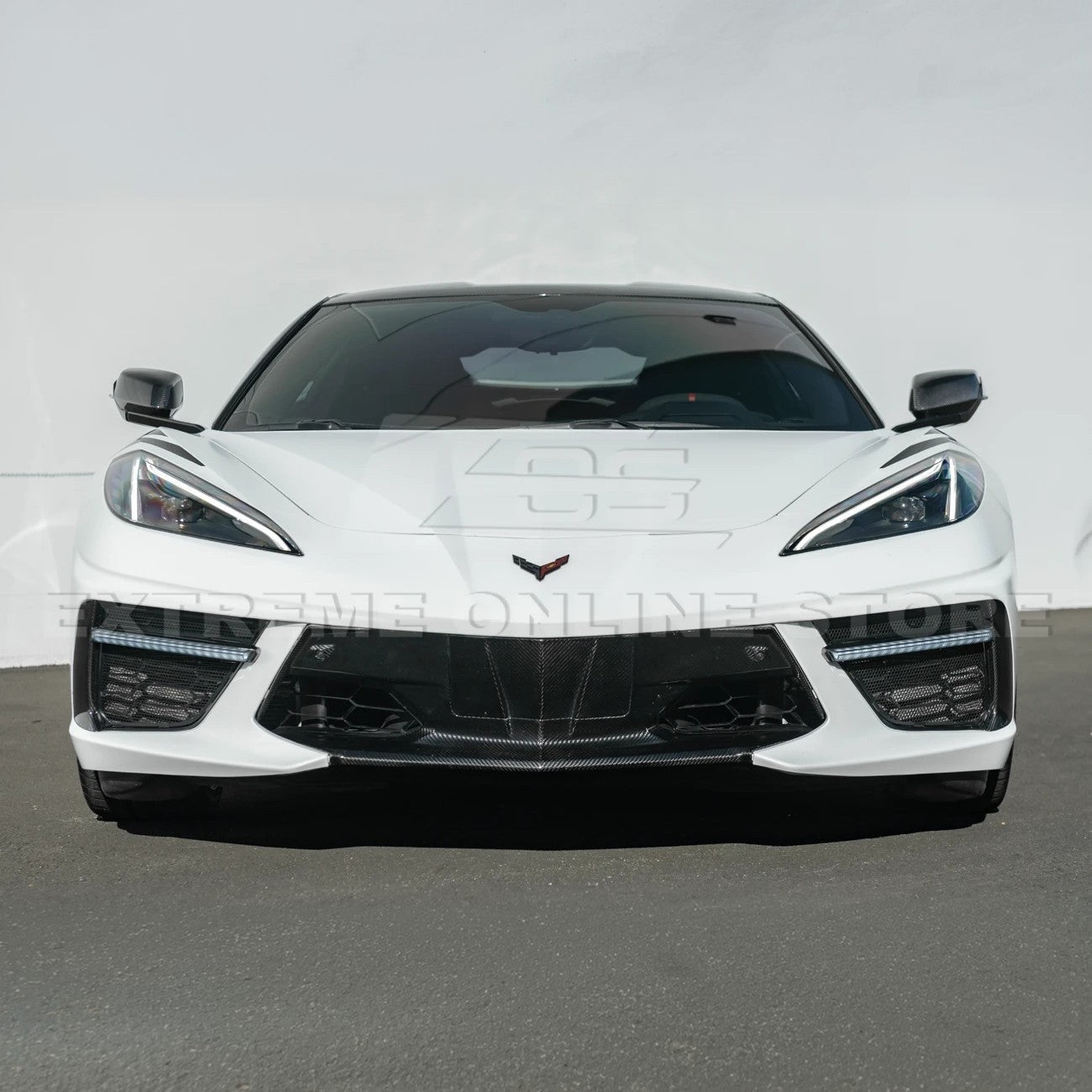 C8 Corvette Stingray Carbon Fiber LED DRL Grille Bezel Inserts