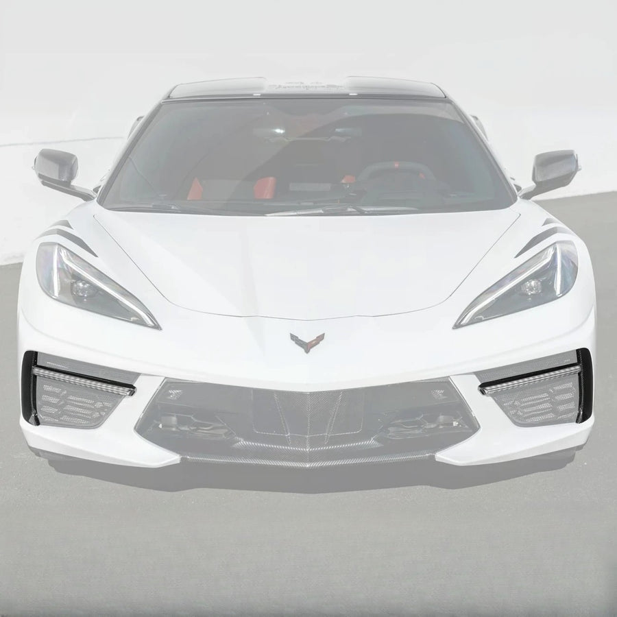 C8 Corvette Stingray Carbon Fiber LED DRL Grille Bezel Inserts