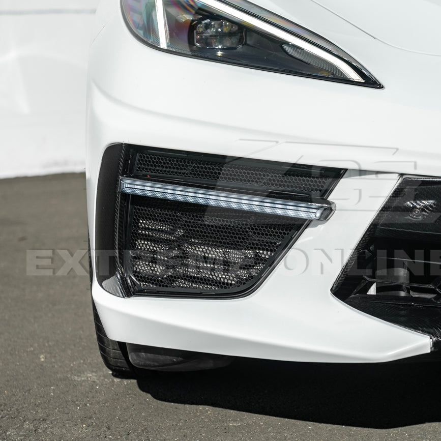 C8 Corvette Stingray Carbon Fiber LED DRL Grille Bezel Inserts