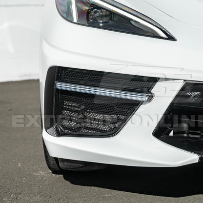 C8 Corvette Stingray Carbon Fiber LED DRL Grille Bezel Inserts