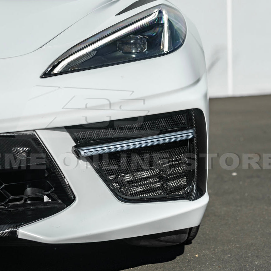 C8 Corvette Stingray Carbon Fiber LED DRL Grille Bezel Inserts