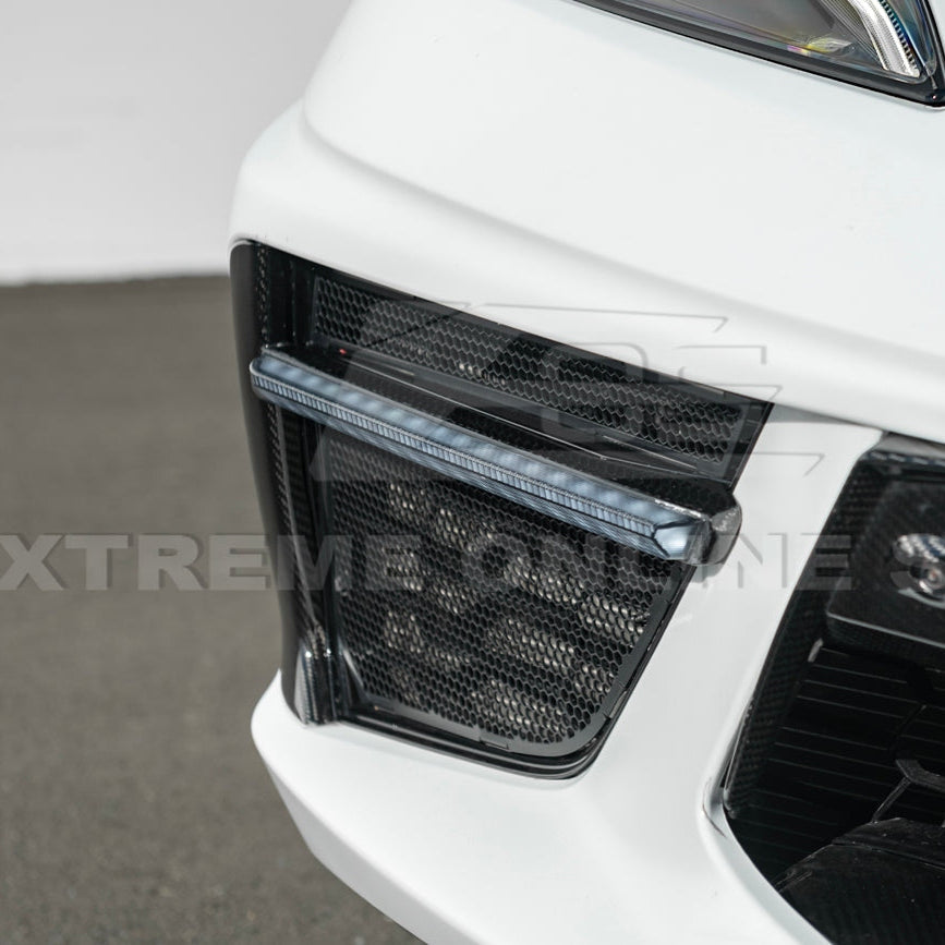 C8 Corvette Stingray Carbon Fiber LED DRL Grille Bezel Inserts