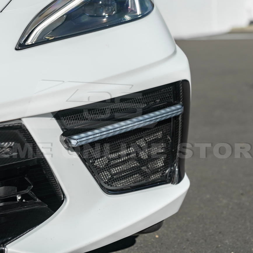 C8 Corvette Stingray Carbon Fiber LED DRL Grille Bezel Inserts